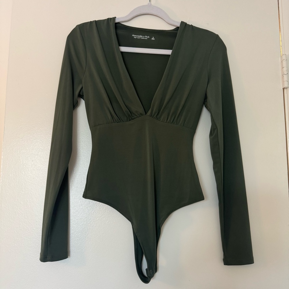 Abercrombie & Fitch Soft Olive Bodysuit Deep Neck
